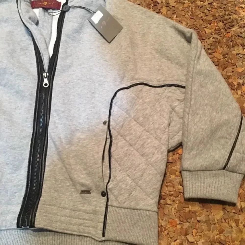 NWT 7 For All Mankind  Girls hoodie quilted jacket faux leather detail XL
